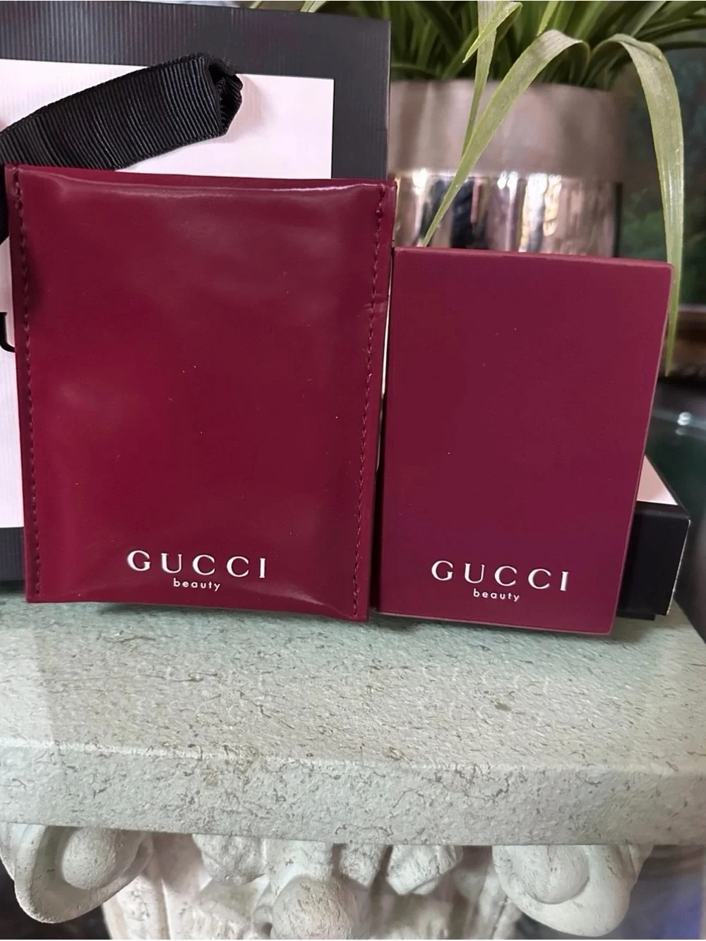 Gucci mirror new red burgundy in case pouch